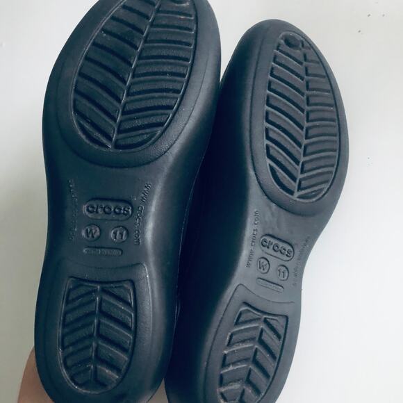 Crocs 'Olivia' Slingback Women's 11 Ballet Flat Jewel Accent Black Comfort Shoe - Picture 6 of 7